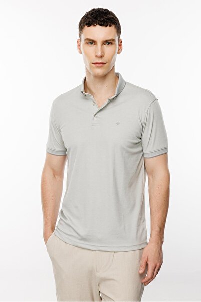 İgs Сірий стандартний крій, вузький крій, ґудзики, поло-комір, прямий, короткі рукави, бавовняна футболка