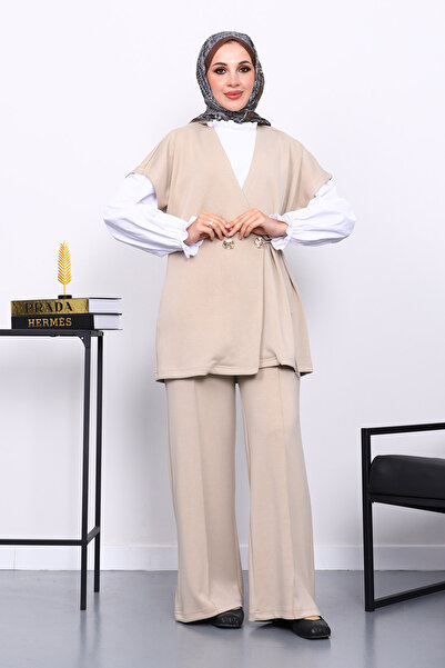 İmajButik Stone Vest and Pants Cupra Modal Set