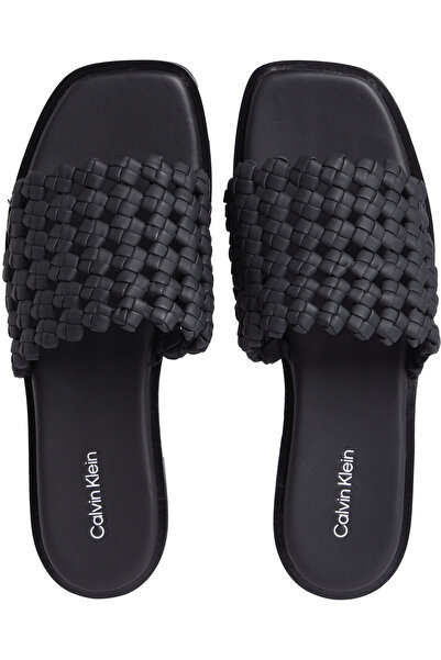 Calvin Klein Women Black Polyester Flat Slide Sandals