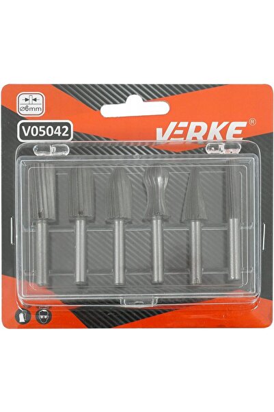 VERKE Set 6 freze pentru metal, prindere 6 mm, lungime 55mm,