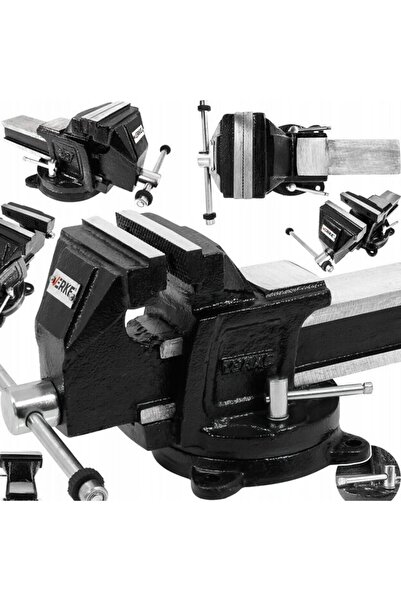 VERKE Χυτή περιστρεφόμενη μέγγενη, 100 mm, πάγκος, με αμόνι, Premium Line,