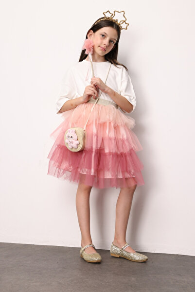 Le Mabelle Powder Layered Tulle Girls' Skirt - Almira