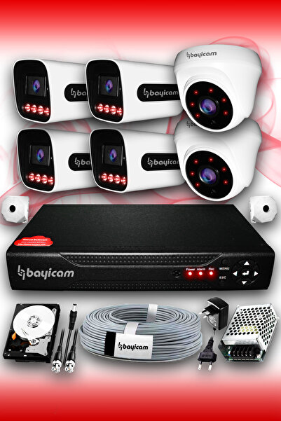 Bayicam 6 Kameralı Süper 2 İç Kamera Set 320 GB 5 MP 2K Net Gece Görüşlü Güve...