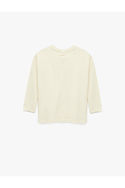 Koton Cotton Long Sleeve Crew Neck Printed T-Shirt