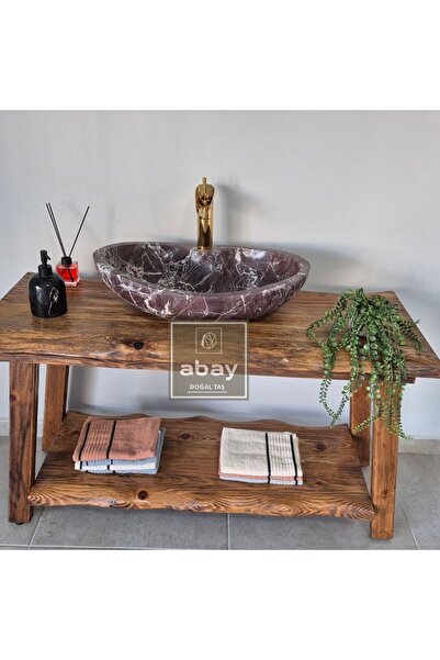 Abay Doğal Taş Elazığ Vişne Batarya Çıkışlı Kayık Lavabo