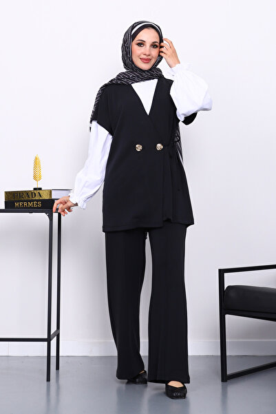 İmajButik Black Vest and Pants Cupra Modal Set