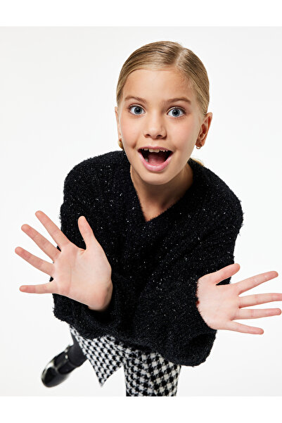 Koton Long Sleeve Crew Neck Glitter Knit Sweater