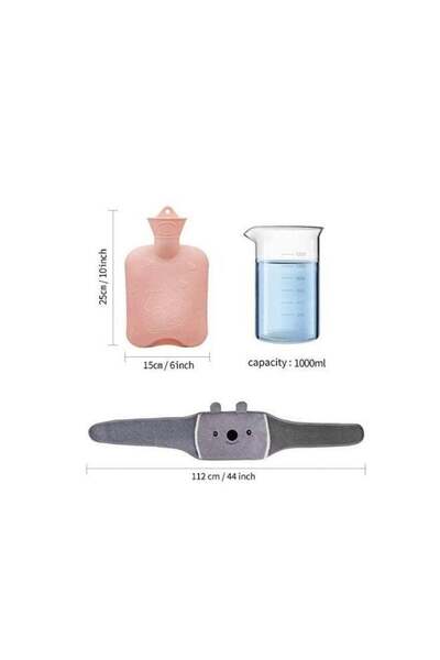 Generic Rubber Hot Water Bottle with Plush Waist Cover for Menstrual Cramps & Pain Relief