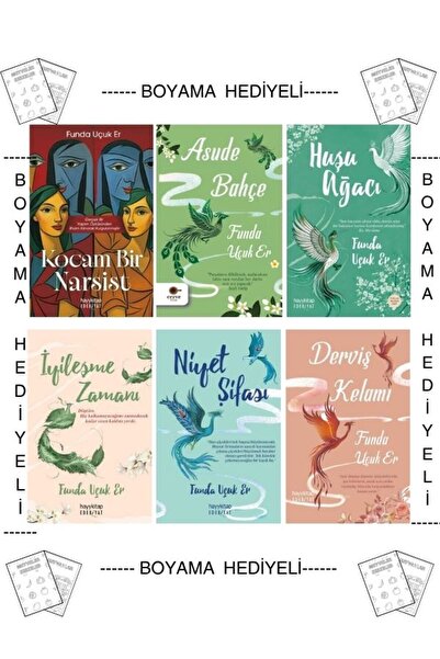 hayykitap Boyama Funda Uçuk Er Kocam Bir Narsist+Asude Bahçe+Huşu Ağacı+Dervi...