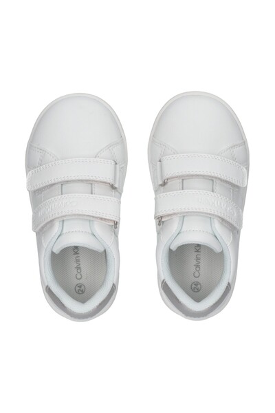 Calvin Klein Girls White Polyurethane Low Cut Velcro Sneakers