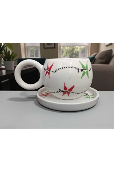 Home Ceramic Handmade Embossed Dragonfly Pattern Tea/Coffee Cup