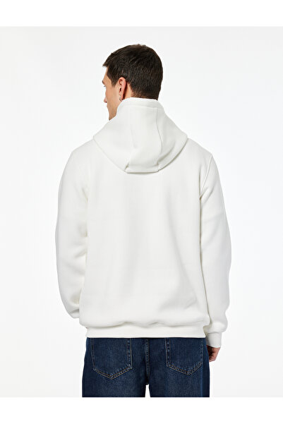 Koton Regular Fit Long Sleeve Kangaroo Pocket Hooded Printed Sweatshirt