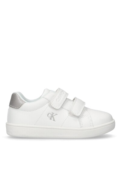 Calvin Klein Girls White Polyurethane Low Cut Velcro Sneakers