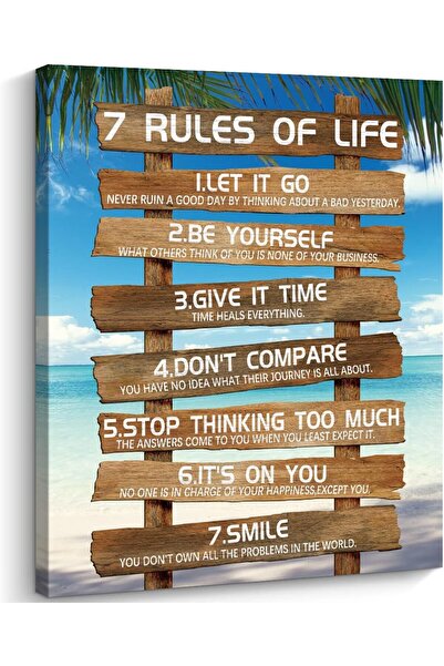 Generic BBPA® Inspirational Wall Art - 7 Rules of Life Canvas (30×35 cm)