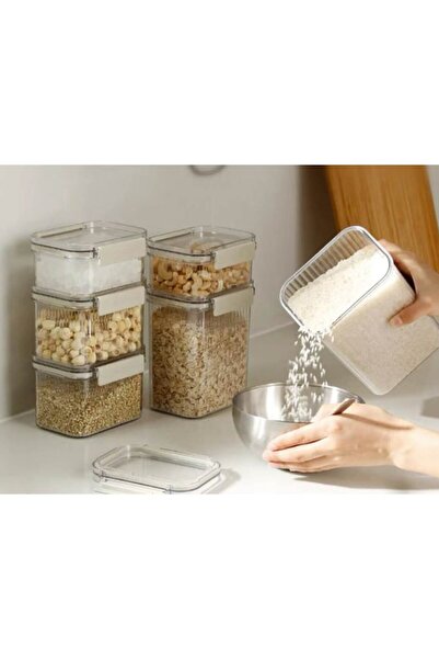 varioshop Set of 5 Airtight Plastic Food Storage Containers, Transparent