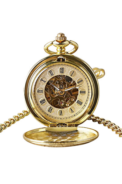 Gorben Ceas de buzunar din aur P240 - schelet mecanic, afișaj cu cifre romane...