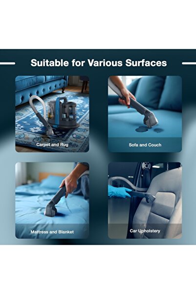 Green Lion Carpet Cleaner Pro – 600W, Dual Water Tank, 15kPa Suction, Long Reach - Blue