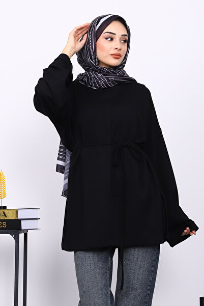 İmajButik Black Double Sleeve Modal Tunic