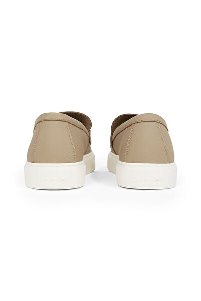 Calvin Klein Men Silver Mink Leather Unlined Loafers