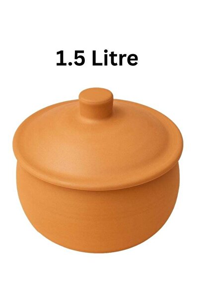 Premium Clay Cooking Pot with Lid – 1.5 Litre Handcrafted Terracotta