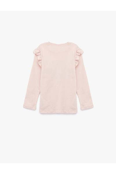 Koton Βαμβακερό μπλουζάκι με μακρυμάνικο λαιμόκοψη μπαλαρίνας