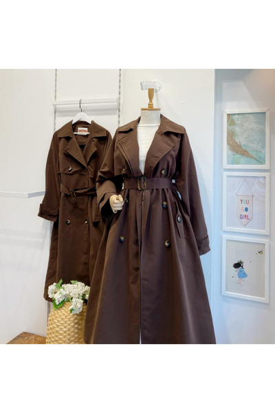 Faya Boutique Acı Kahve Düğme Detaylı Clove Trençkot