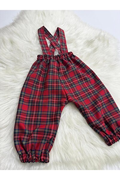 Moda Lina Boy's Red Plaid Patterned Salopet