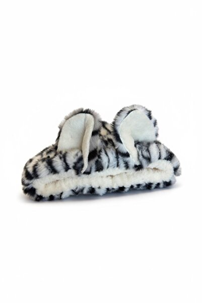 TAKIŞTIR Gray Color Plush Hair Band with Ear Detail