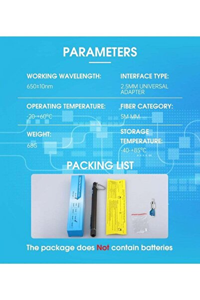 Generic جهاز تحديد الأعطال البصرية للألياف البصرية (VFL) بقدرة 10 ميجاوات وبطول 10 كم مع محول من الألياف الضوئية الذكر إلى الألياف الضوئية الأنثى