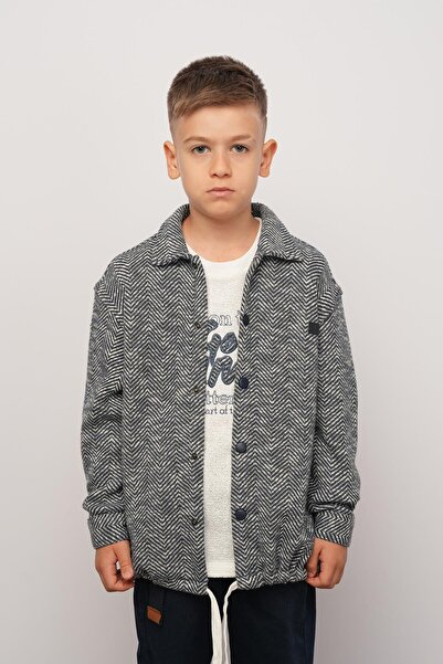 NANİCA Boy's Herringbone Knitted Snap Shirt 9-14 Years Old -325116