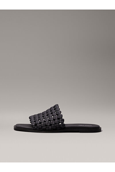 Calvin Klein Women Black Polyester Flat Slide Sandals