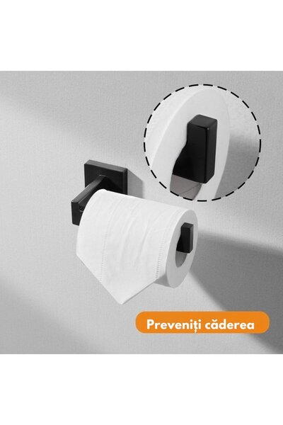 varioshop metal toilet paper holder, loft style, adhesive wall-mount, matte black