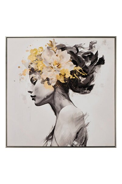 Imageland Pictură acrilică 80x80 Flori de aur Frumusețe