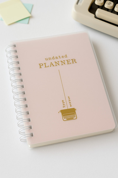 Apeirona | Limitless Art Undated Daily Planner Agenda - Pp Matte-Thick Plastic Cover - Steel Spiral - Typewriter