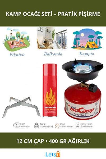 Letsii Taşınabilir Kamp Ocağı Universal Gaz Tüpü ile Hafif ve Kompakt 12 cm P...