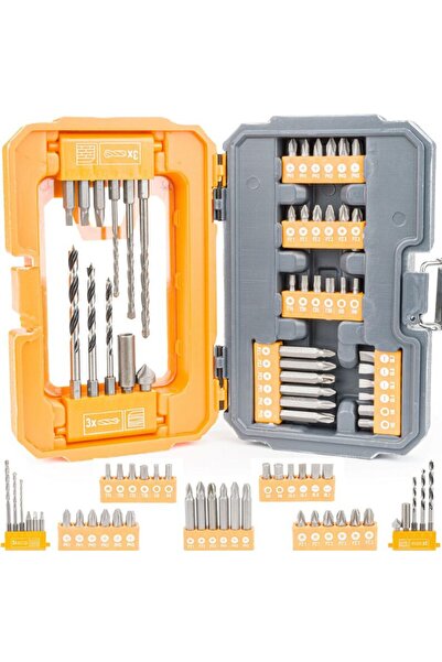 Powermat Trusa de bituri, biti, burghie, surubelnite pentru beton, lemn, 41 piese,