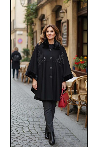 güncüoğlu Black knitted poncho