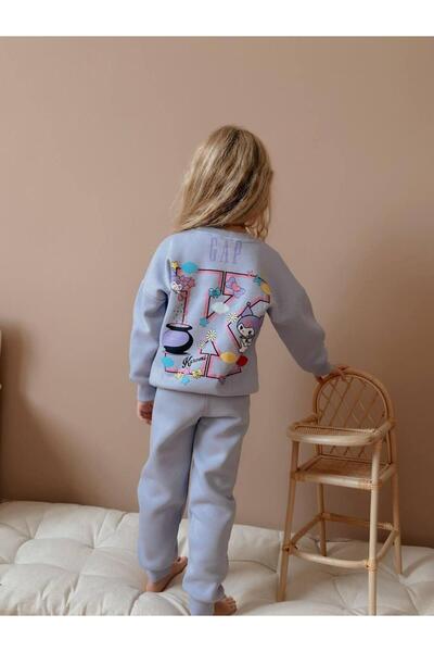 MİLAYS LİFE HOME COLLECTİON Κοριτσίστικο σετ χειμερινής φόρμας 3 κλωστών 100% βαμβακερό χοντρό βαμβακερό χρωματιστό