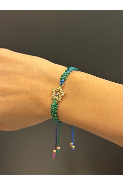 Gönülden Tasarım Colorful Macrame Stone Star Women's Rope Bracelet