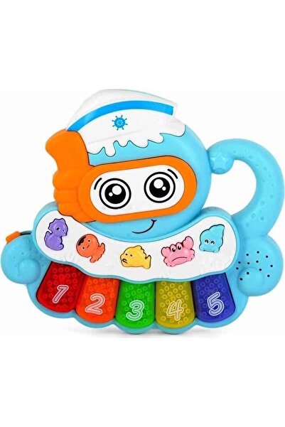Minibo Sesli ve Işıklı Piyanolu Ahtapot Mavi