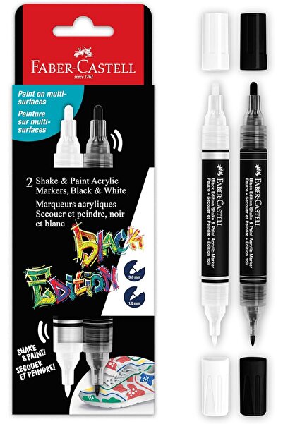 Faber Castel قلم تحديد أكريليك Faber-Castell Shake & Paint إصدار أسود - علبة ...