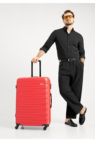 Wittchen Men's Large ABS Suitcase with Ribbing Red Red ABS