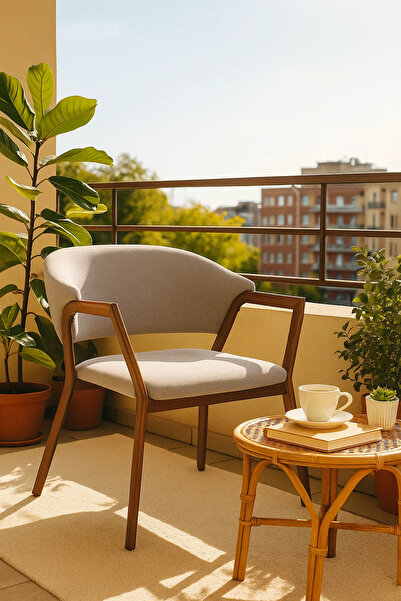 MARIA HOMES Modern Grey Upholstered Dining Chair with Wooden Legs – Comfortab...