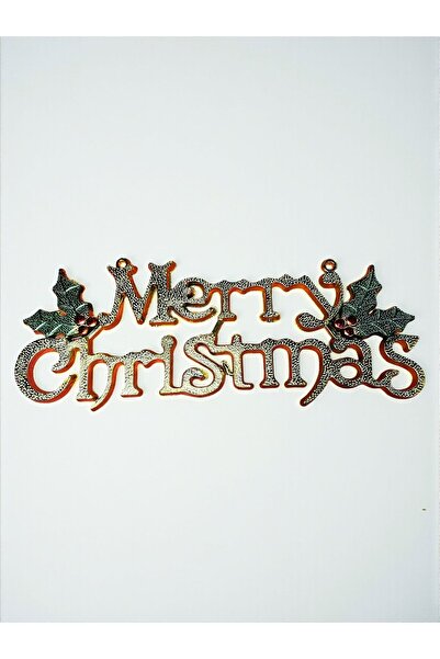 Happyland Yılbaşı Süsü Gold Renk Merry Christmas Kapı Duvar Ağac Süsü 30x10 cm HAPPY20205-111