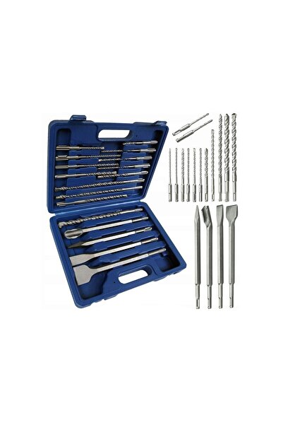 Silver 17-piece chisel and drill bit set,