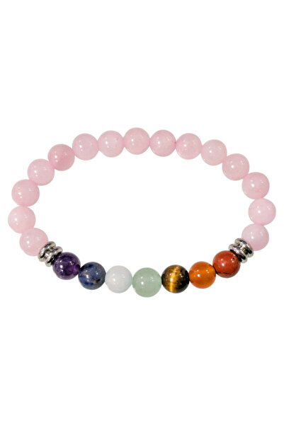 LAXMİ Bratara 7 chakra cuart roz pentru Iubire neconditionata si echilibru emotional 8 mm