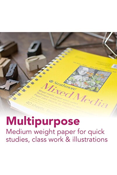 Strathmore 300 Mixed Media Pad, 5.5 x 8.5 in, 40 Sheets, White