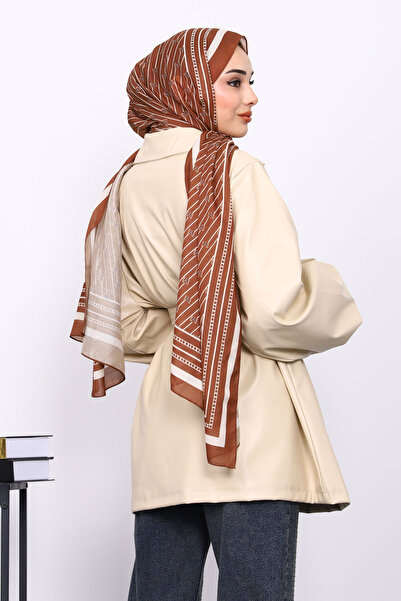 İmajButik Beige Balloon Sleeve Belted Leather Jacket