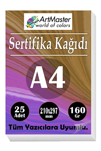 Artmaster A4 Sertifika Kağıdı 25 Adet Gramajlı Fotokopi Kağıdı 160 gr Tüm Yaz...