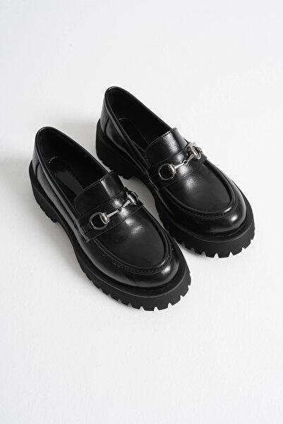 MFT AYAKKABI Women's Daily Comfortable Buckle Loafer Black